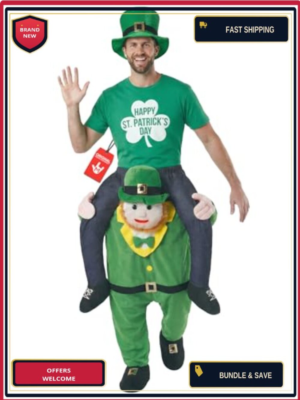 Morph Leprechaun Piggyback Costume Adult Polyester Halloween
